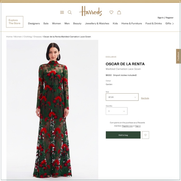 $8150 Oscar de la Renta 2024-25 Marbled Carnation Guipure Lace Runway Gown - Picture 4 of 16